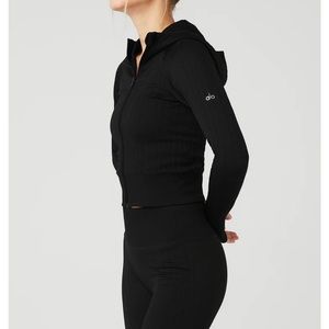 Alo yoga cable knit jacket black
